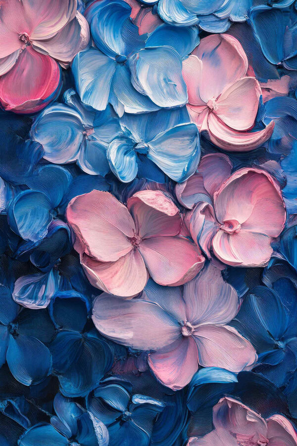 Group of blue and pink flowers Group of blue and pink flowers