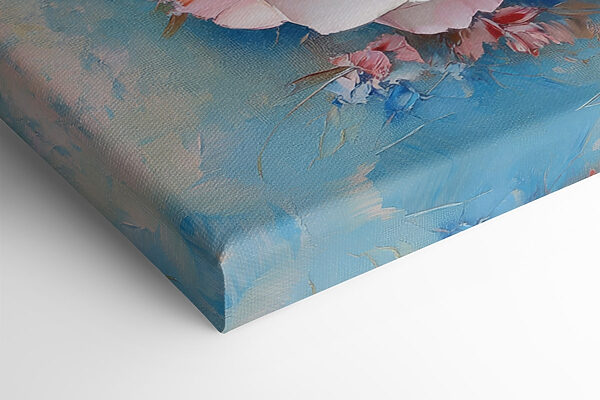 Painting of flowers on a blue surface Painting of flowers on a blue surface