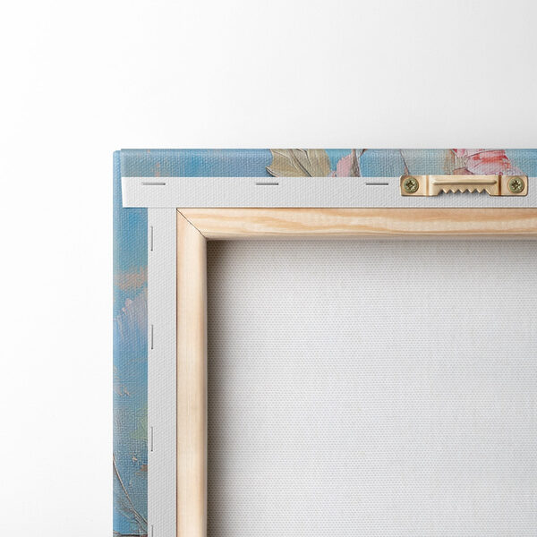 Painting of flowers on a blue surface Painting of flowers on a blue surface