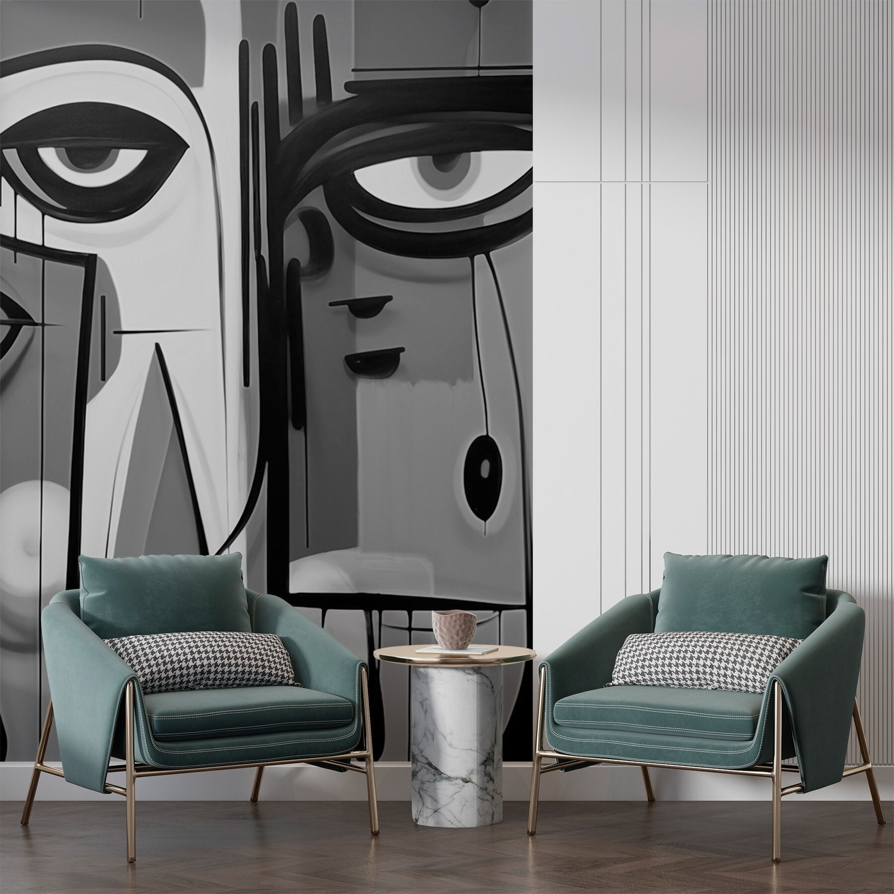 Black and white picture of a face