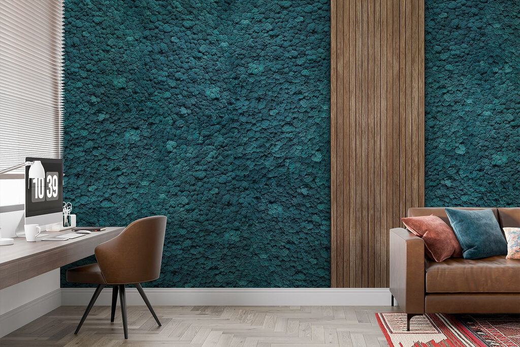 Wood plank on a blue carpet