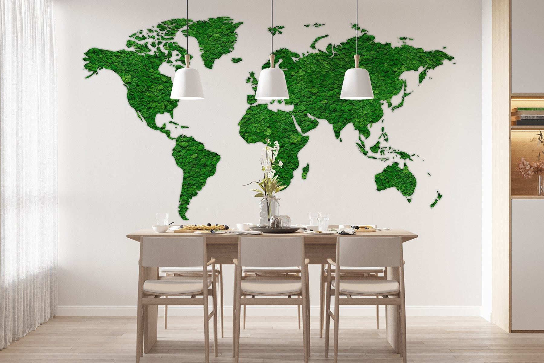 Map of the world made of green plants