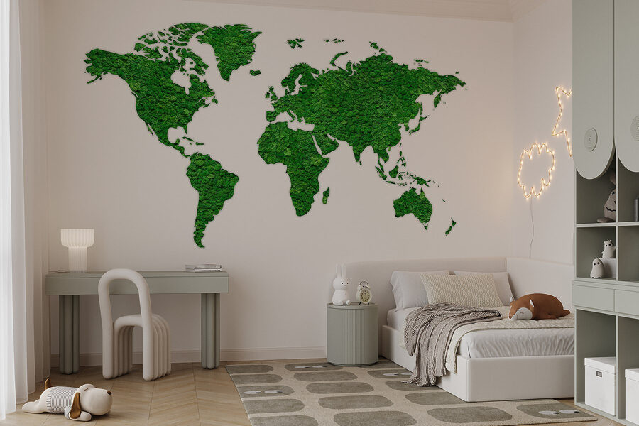 Map of the world made of green plants Map of the world made of green plants