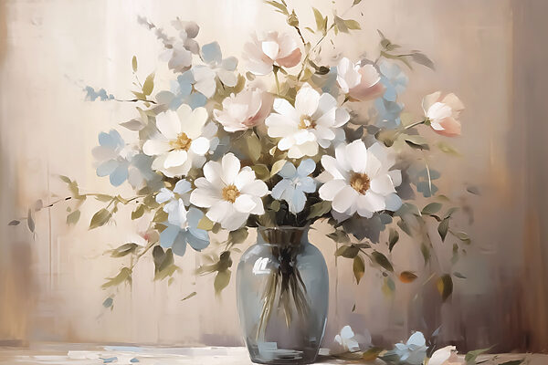 Painting of flowers in a vase