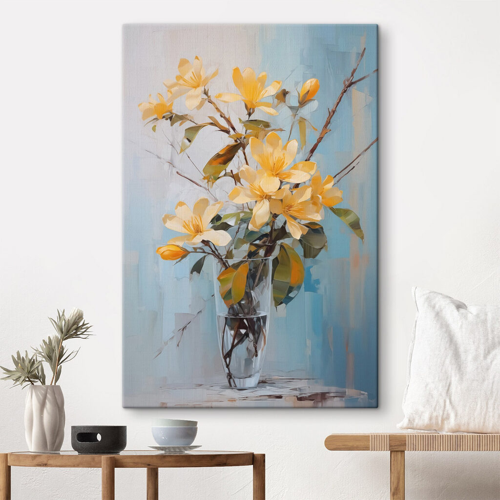 Yellow flowers in a glass vase Yellow flowers in a glass vase