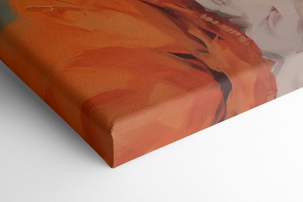 Dog wearing orange headphones