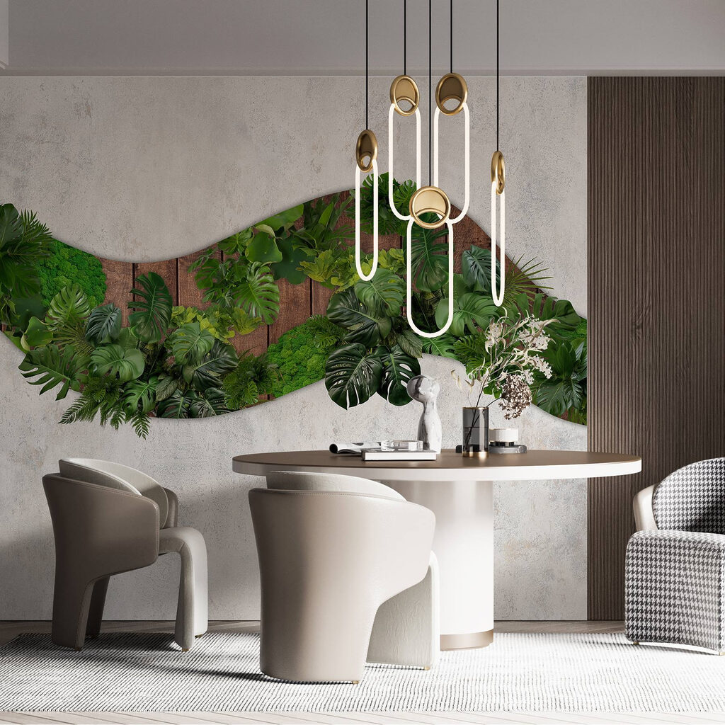 Green leaves on a wooden surface Green leaves on a wooden surface