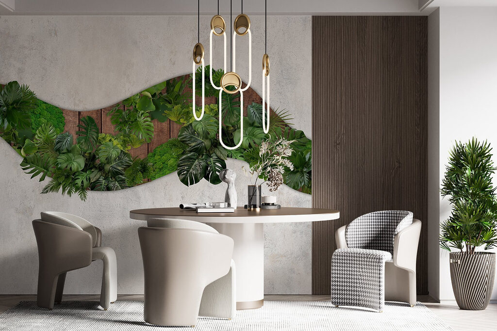 Green leaves on a wooden surface Green leaves on a wooden surface