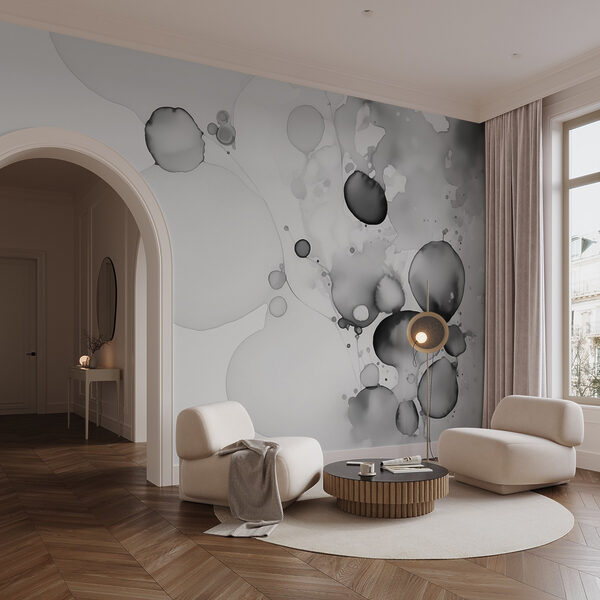 Fluid black and white abstract art