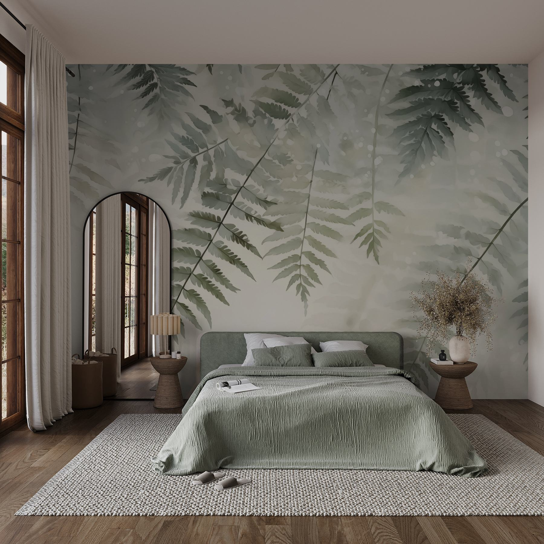 Delicate ferns against soft background