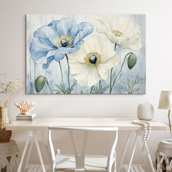 Painting of flowers on a blue background Painting of flowers on a blue background