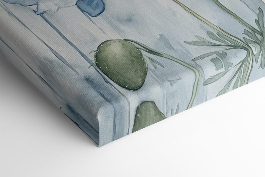 Painting of flowers on a blue background Painting of flowers on a blue background