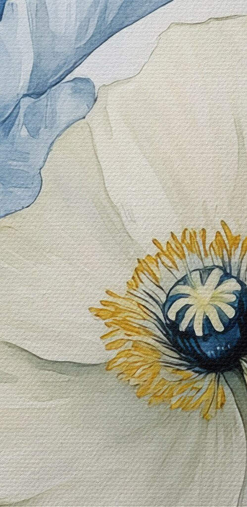 Painting of flowers on a blue background