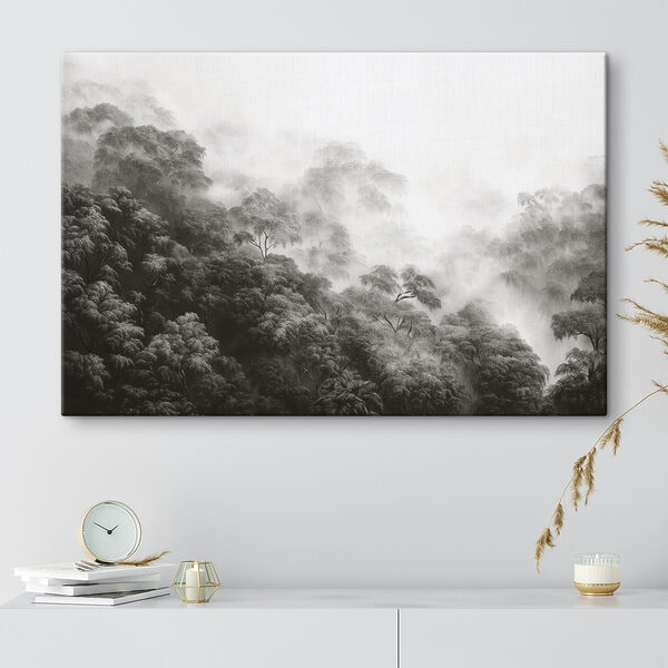 Foggy forest with trees Foggy forest with trees