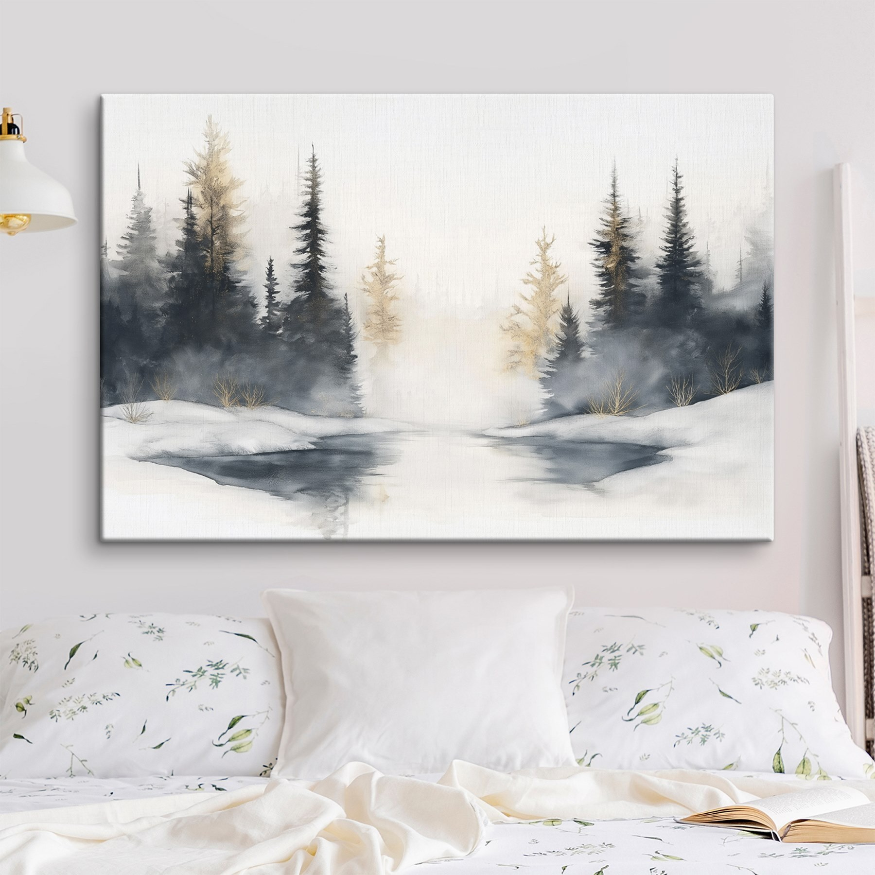 Watercolor painting of a snowy forest Watercolor painting of a snowy forest