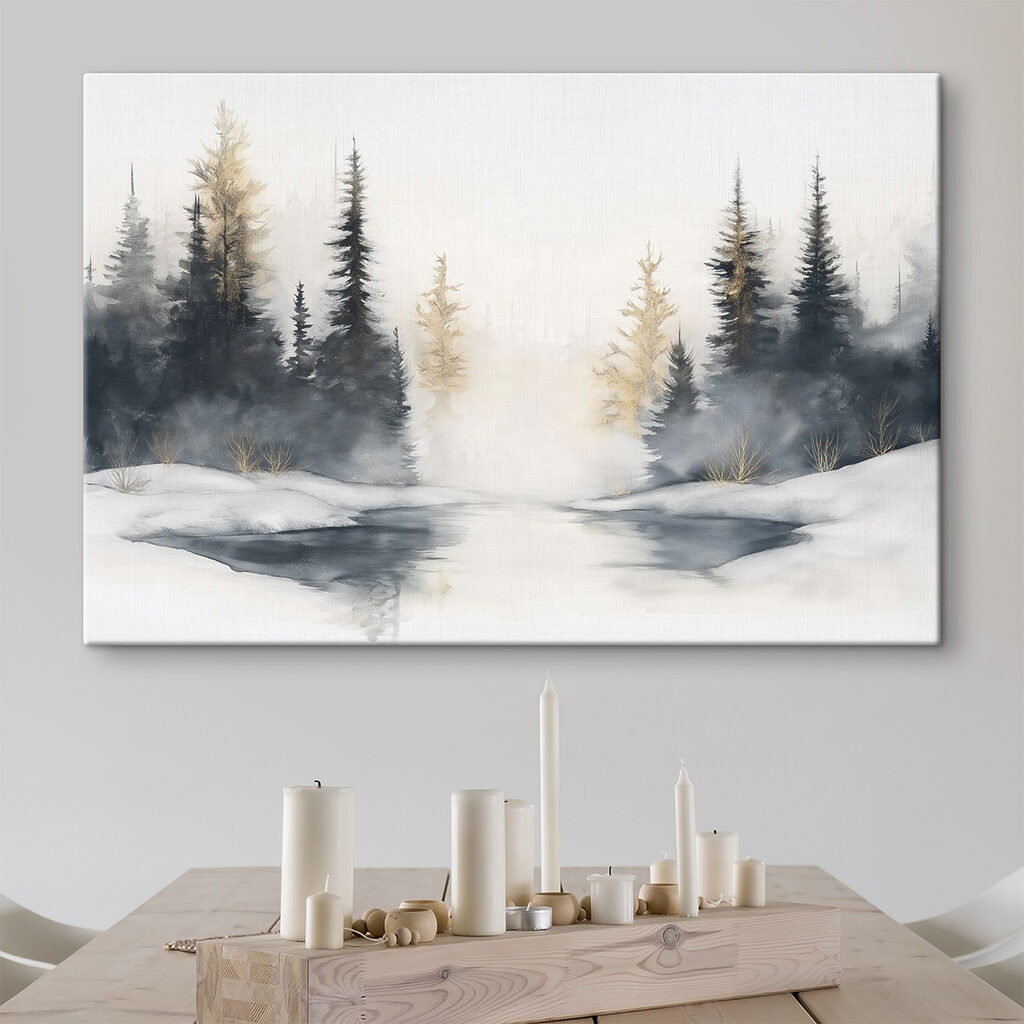 Watercolor painting of a snowy forest Watercolor painting of a snowy forest