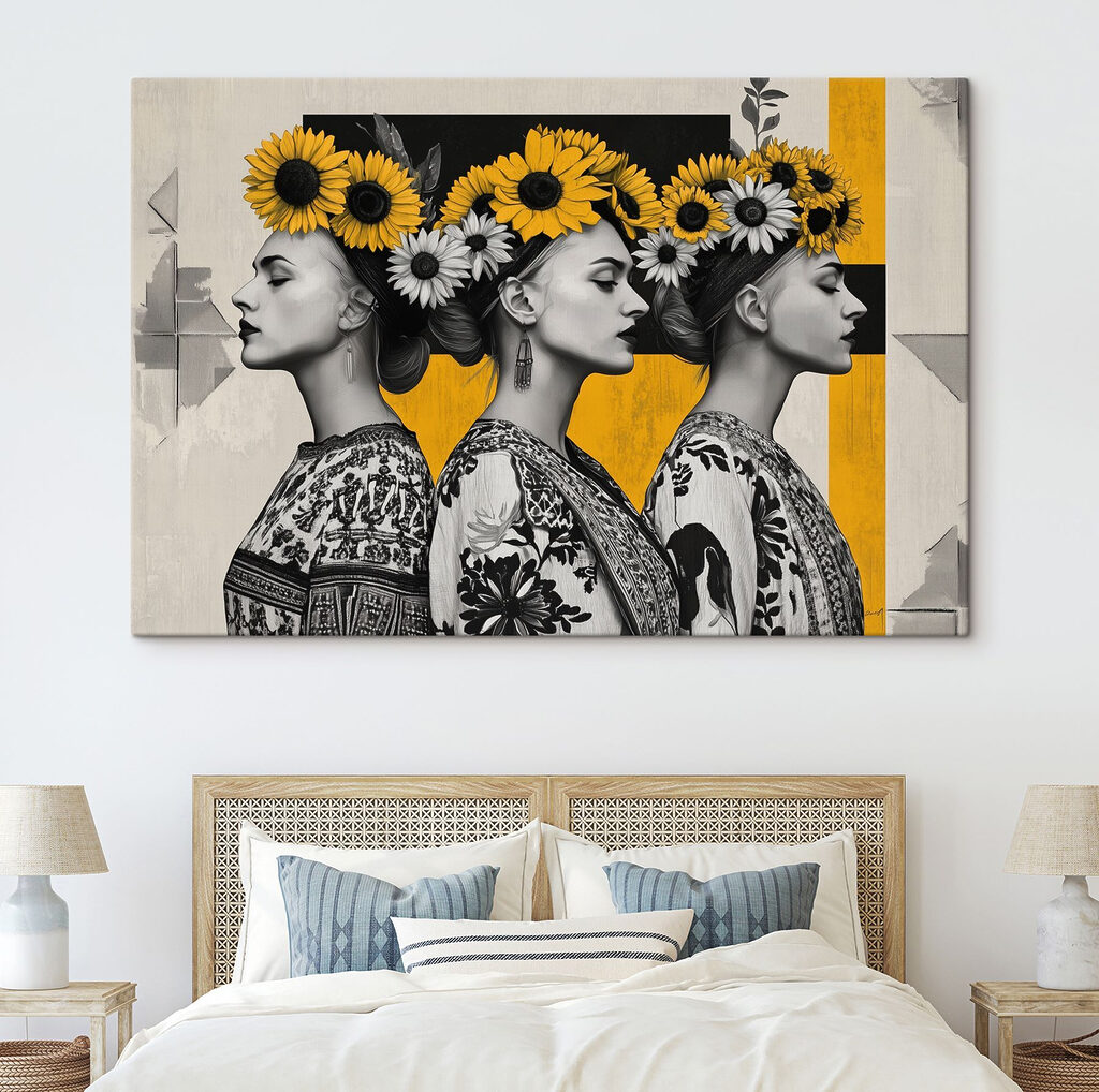Group of women with sunflowers in their hair Group of women with sunflowers in their hair