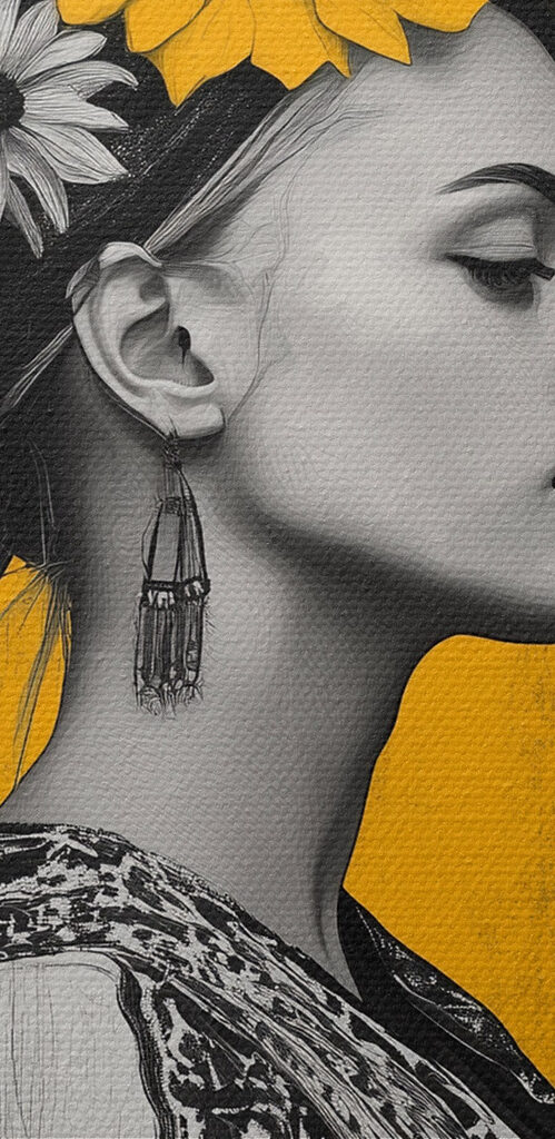 Group of women with sunflowers in their hair Group of women with sunflowers in their hair