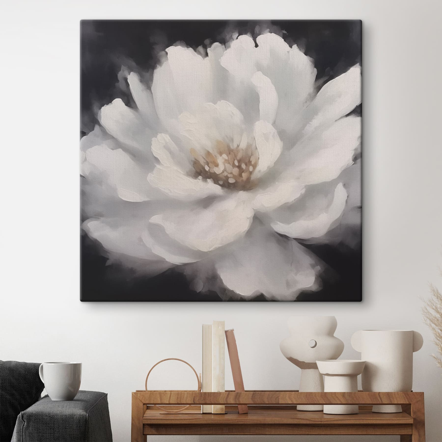 White flower with yellow center White flower with yellow center