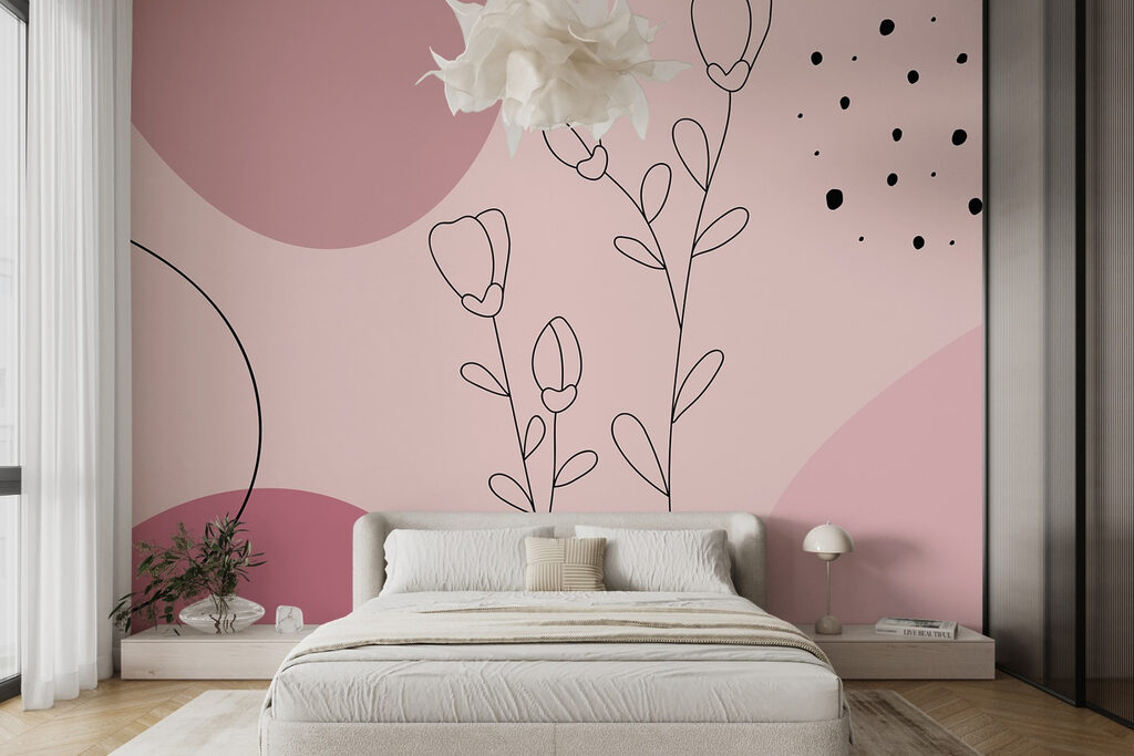 Drawing of flowers and circles