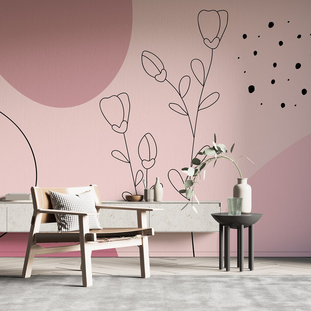 Drawing of flowers and circles