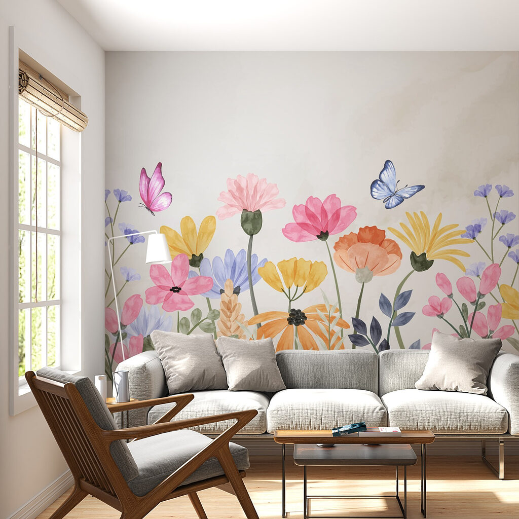 Painting of flowers and butterflies Painting of flowers and butterflies