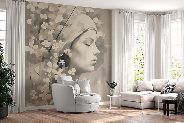 Gentle beauty in floral embrace