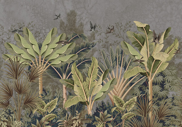 Wallpaper with a tropical forest