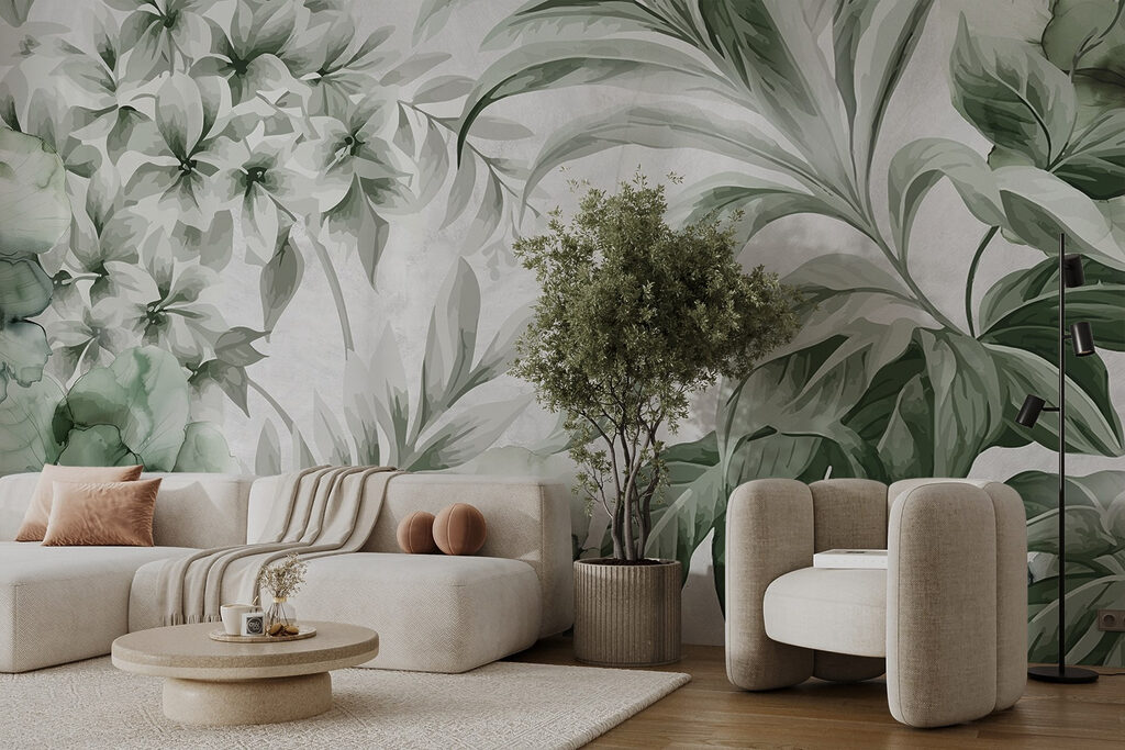 Fresh botanical patterns in green hues