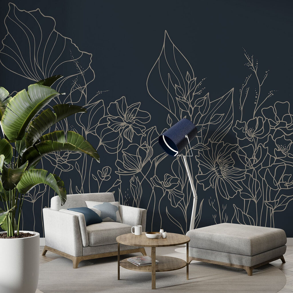 Line drawing of flowers