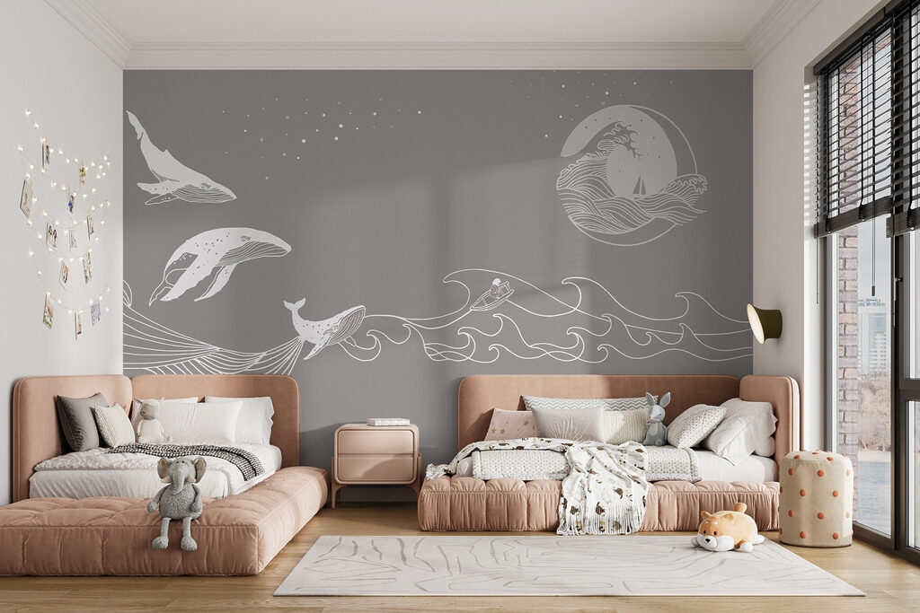 Whale and whale in the sea