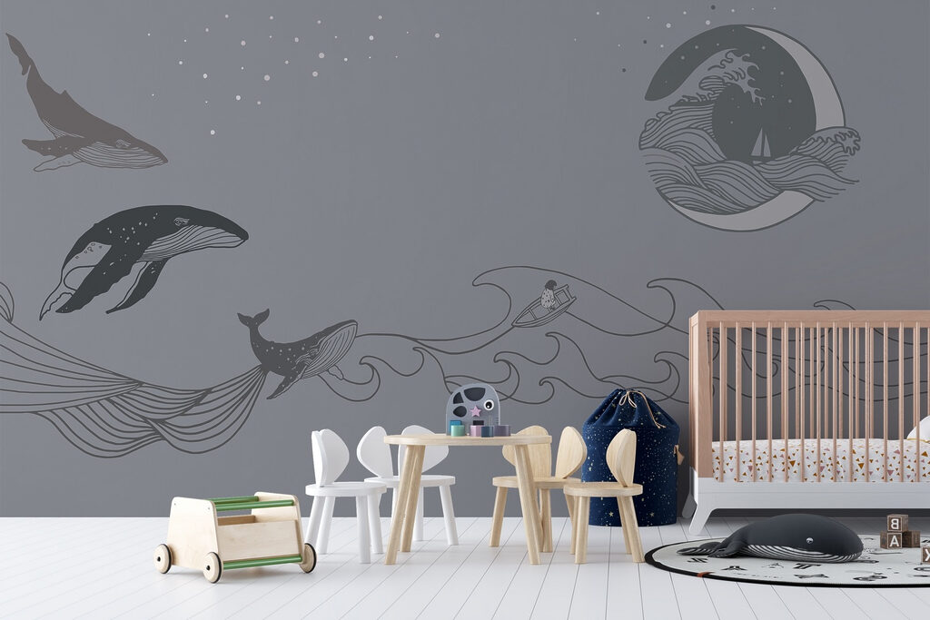 Whale drawing on a grey background Whale drawing on a grey background