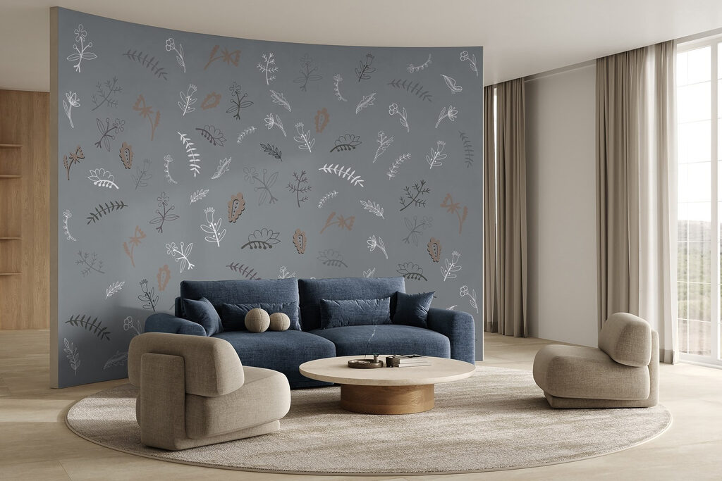 Pattern of flowers and leaves