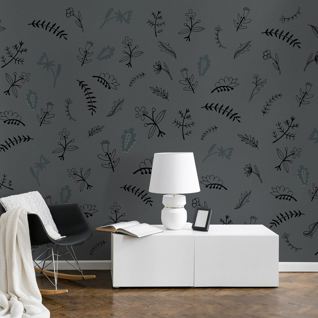 Pattern of flowers and leaves