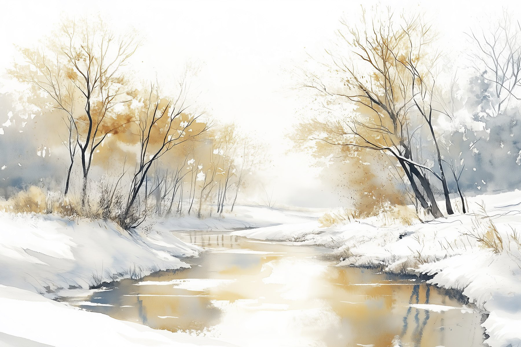 River with snow and trees
