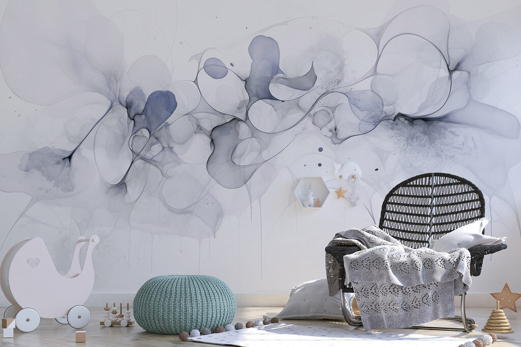 Abstract fluid shapes in soft tones