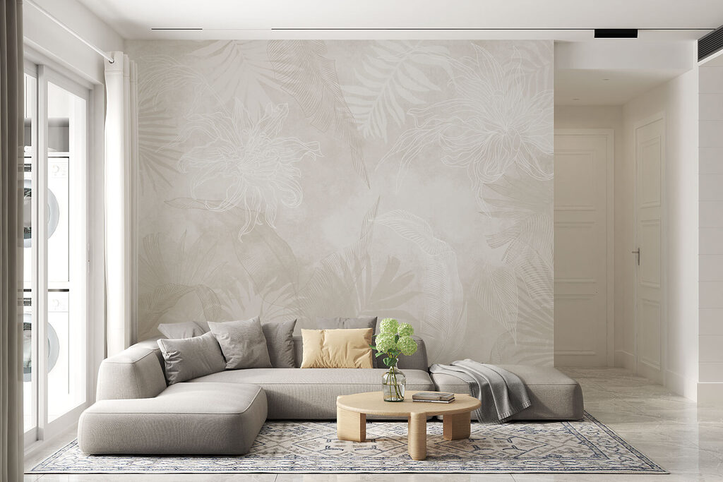 White floral pattern on a grey background White floral pattern on a grey background
