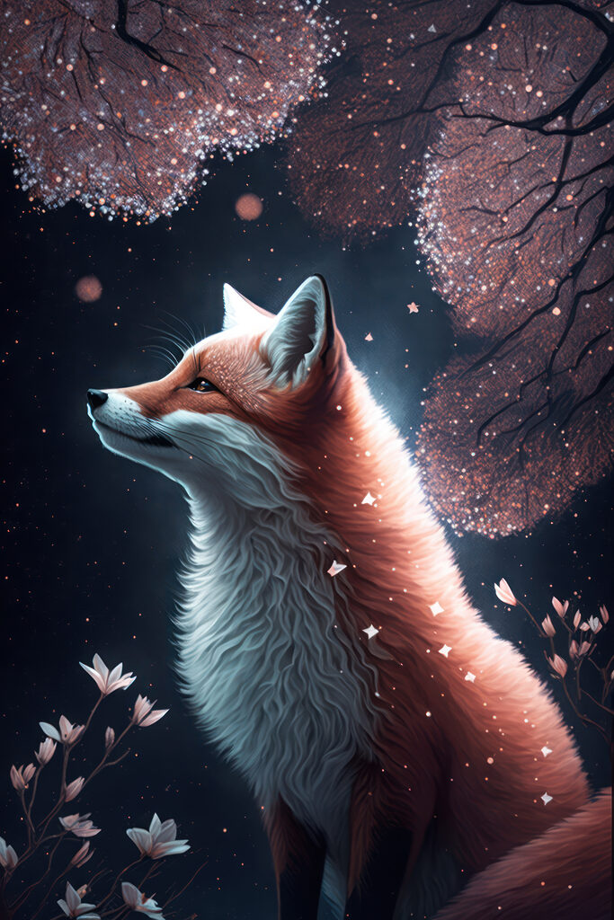 Fox looking up at the sky Fox looking up at the sky