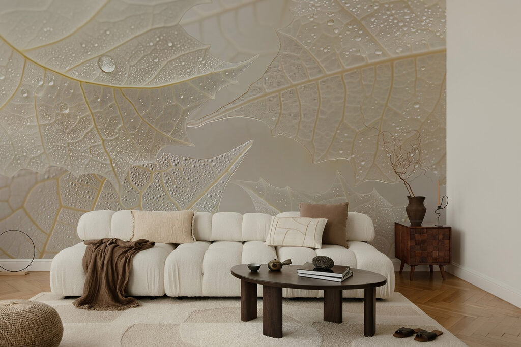 Delicate leaves with morning dew