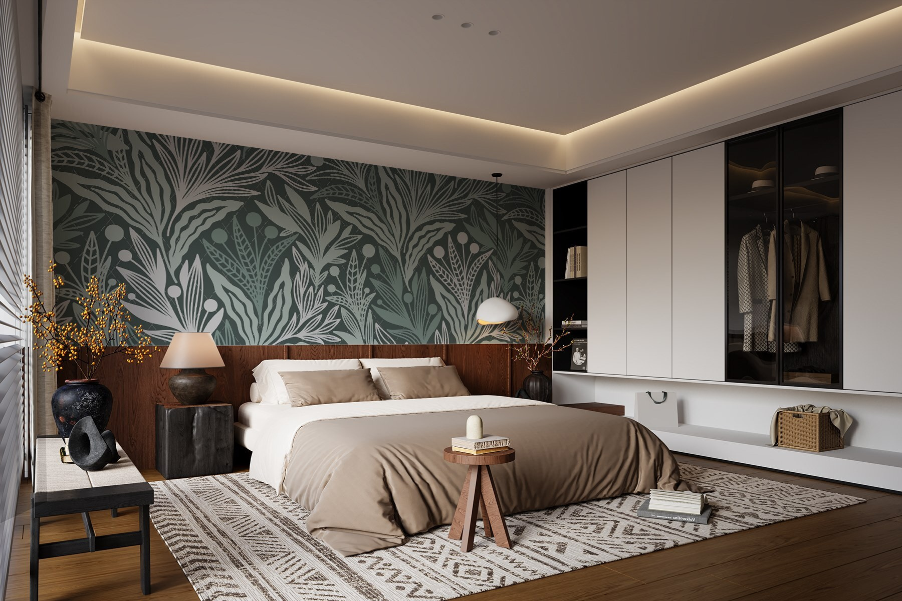 Pattern of leaves and berries