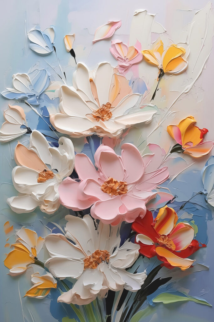 Painting of flowers on a wall