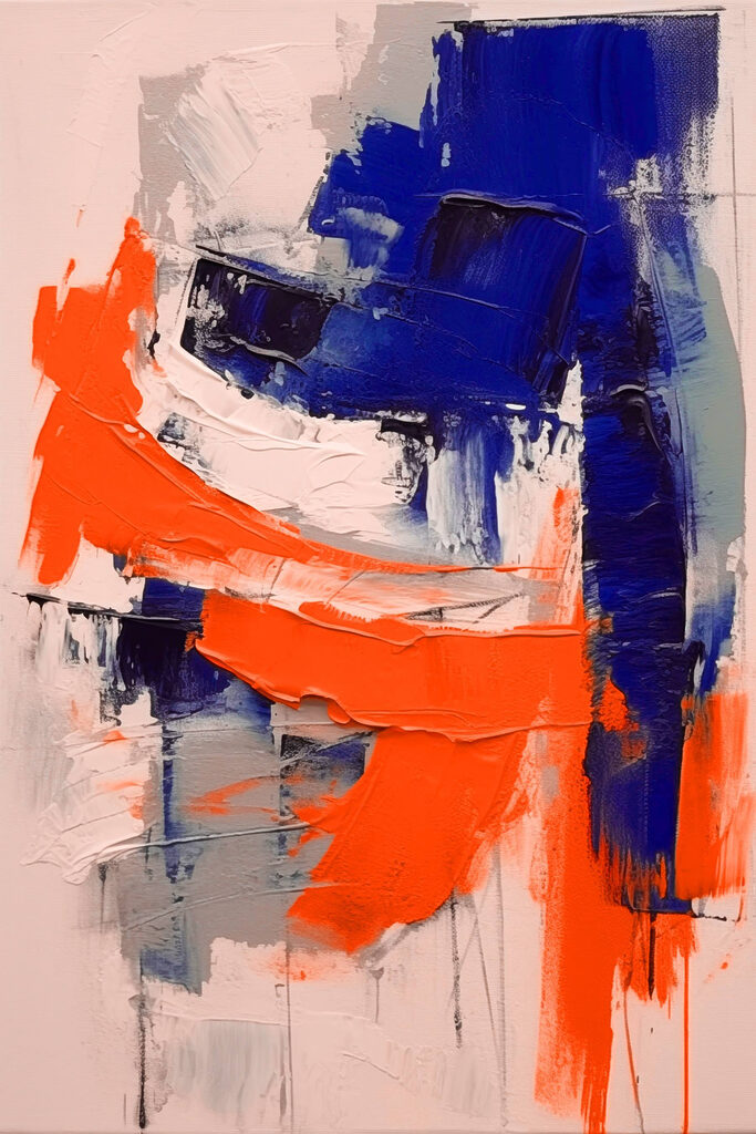 Painting of blue and orange paint