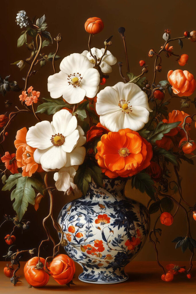 Painting of flowers in a vase