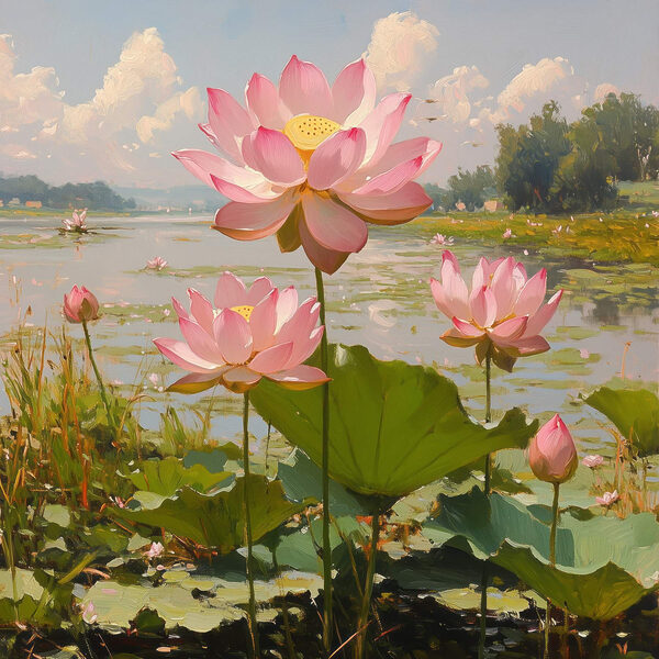 Pink flowers on a lake Pink flowers on a lake