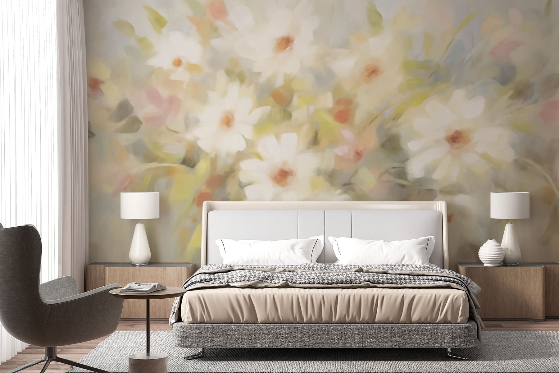 Painting of white flowers Painting of white flowers