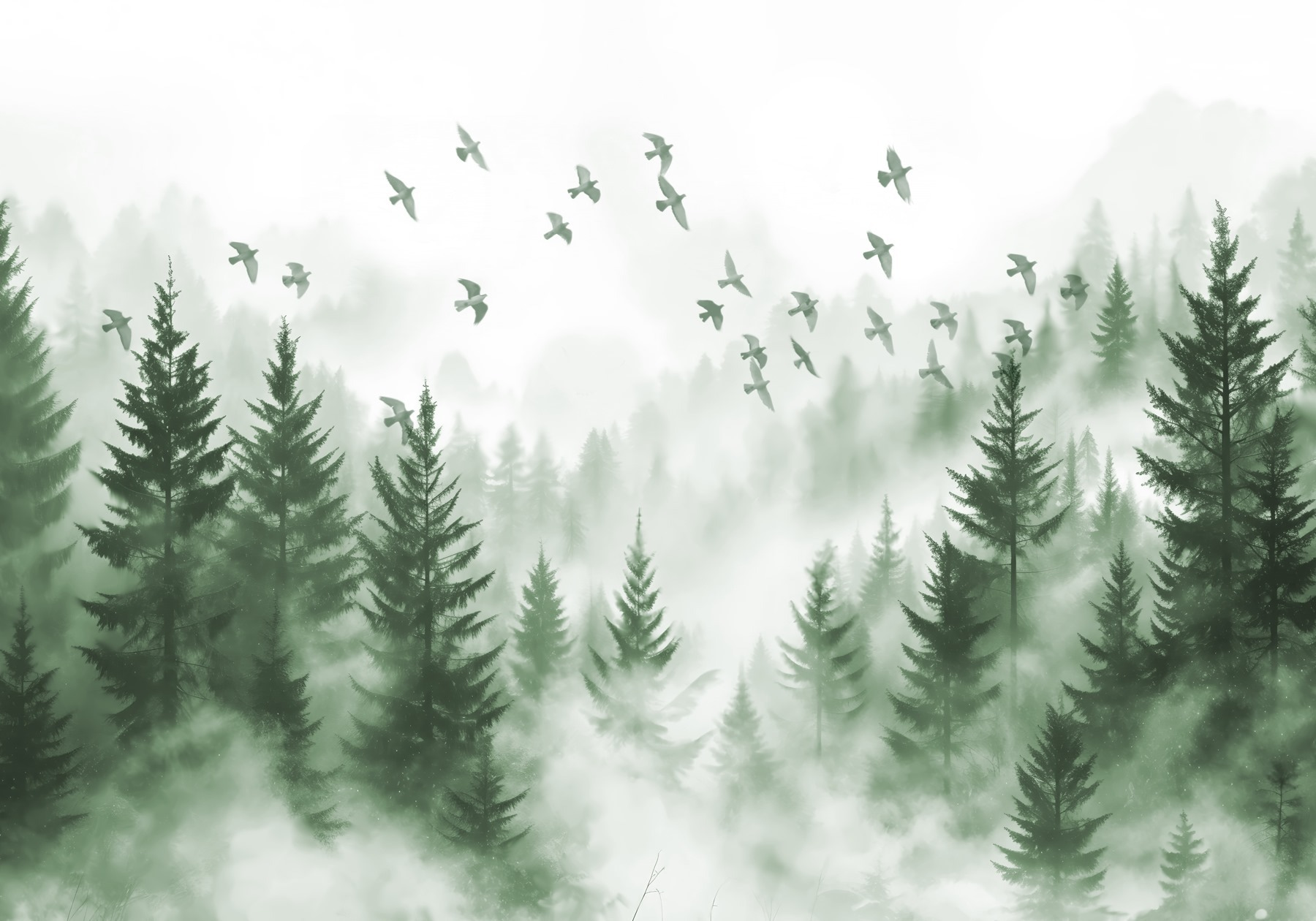 Birds flying over a forest Birds flying over a forest