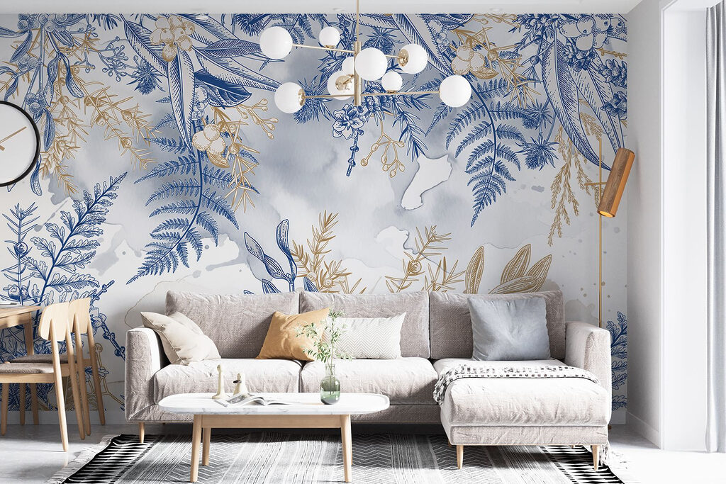 Blue and white floral pattern