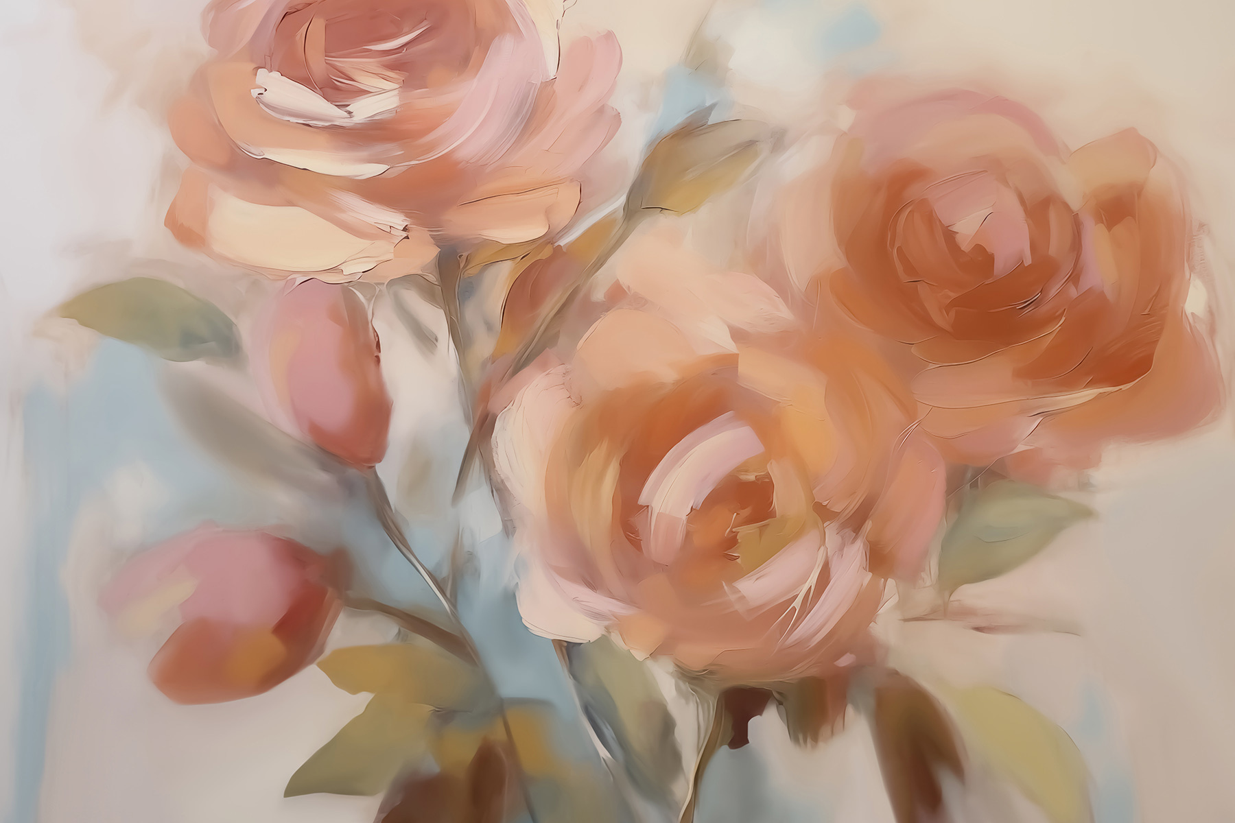 Painting of flowers on a white surface