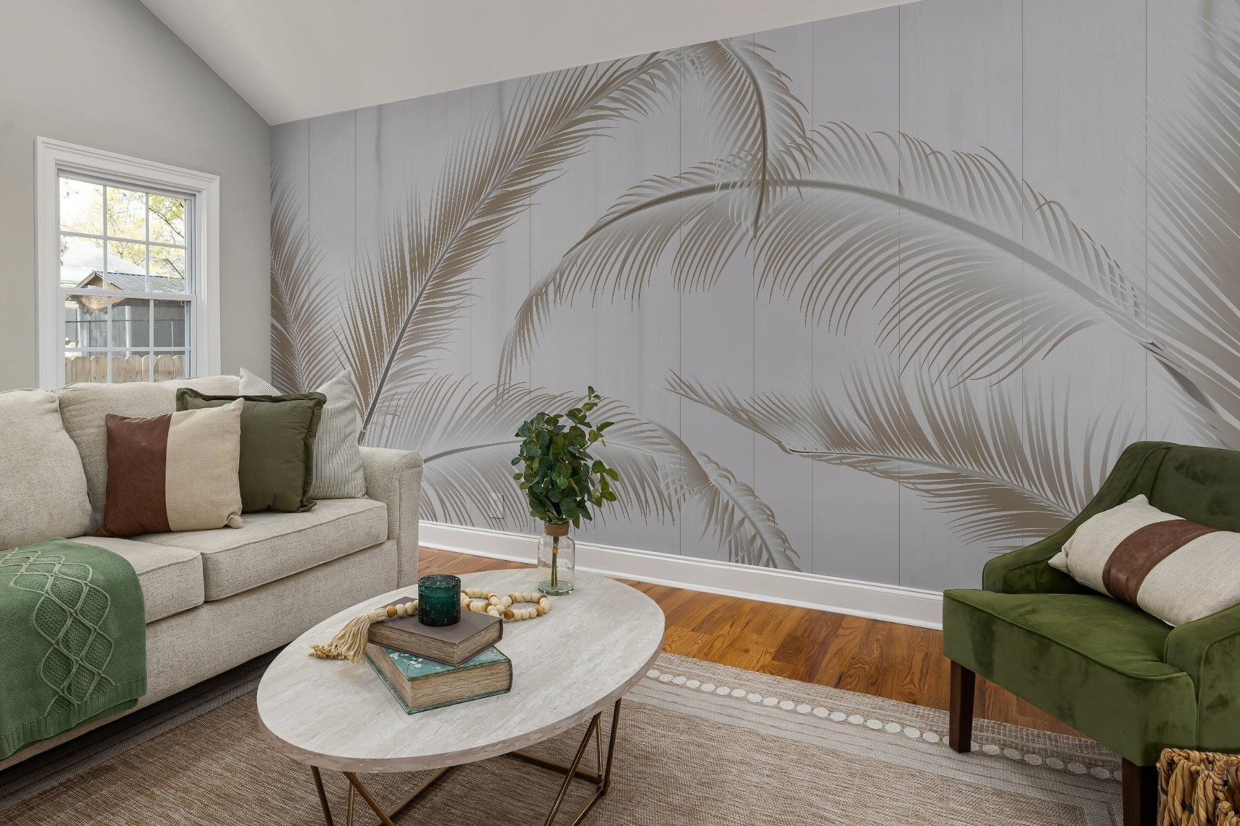 Elegant palm leaves on a light background