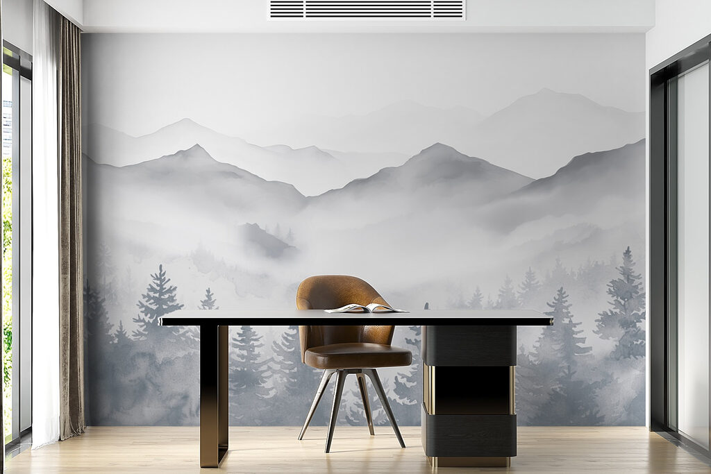 Landscape of mountains and trees